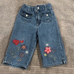 Vintage Faded Glory Kids Jeans with Colorful Embroidery